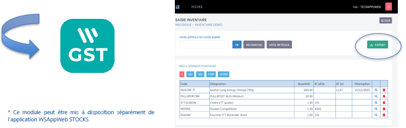 xport de l'inventaire vers Wavesoft