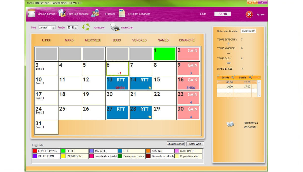 FCI Temps planning salarié